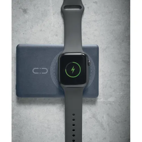 Power bank wireless magnetico in alluminio riciclato 5000mAh per smartphone smartwatch e cuffie
