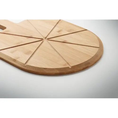 Tagliere per pizza in bambù con tagliapizza in acciaio inox 40x30x1cm