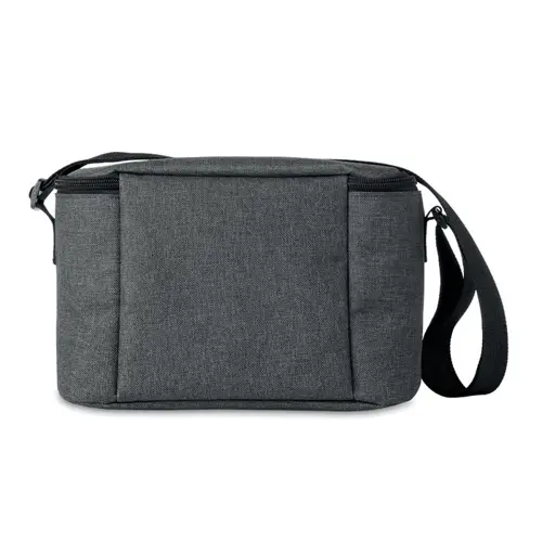 Borsa termica in RPET da 3L per 6 lattine con chiusura a zip e tasca frontale 25x15.5x14.5cm