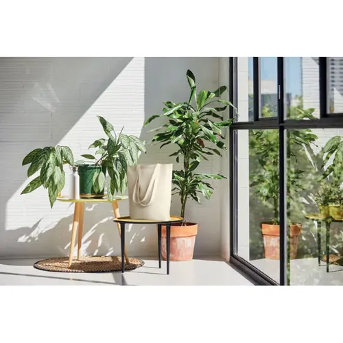 Shopper in tela a soffietto con manici lunghi in colore naturale da 270gr 38x9x42cm