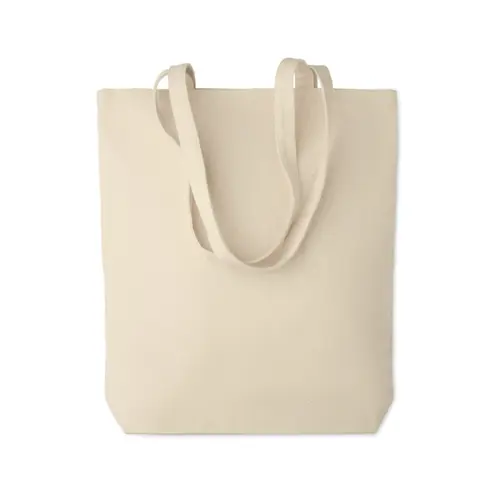 Shopper in tela a soffietto con manici lunghi in colore naturale da 270gr 38x9x42cm