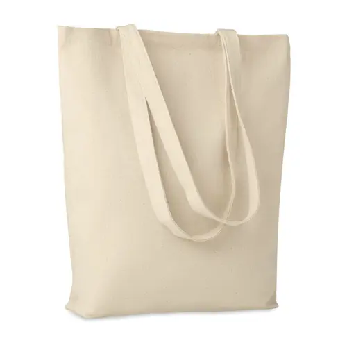 Shopper in tela a soffietto con manici lunghi in colore naturale da 270gr 38x9x42cm