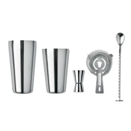 Set cocktail in acciaio inox con custodia in cotone