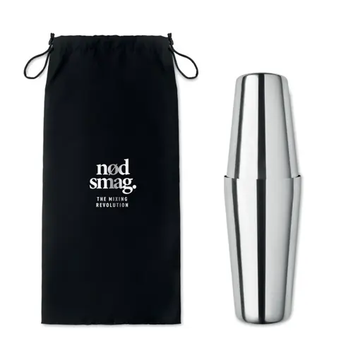 Set cocktail in acciaio inox con custodia in cotone