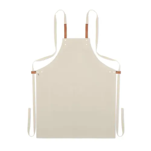 Grembiule in cotone organico dettagli in eco pelle nei laccetti removibili