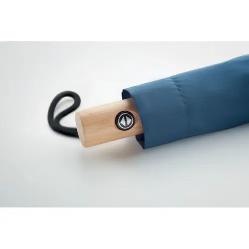 Ombrello pieghevole in RPET con manico in bambù e custodia coordinata da 23'