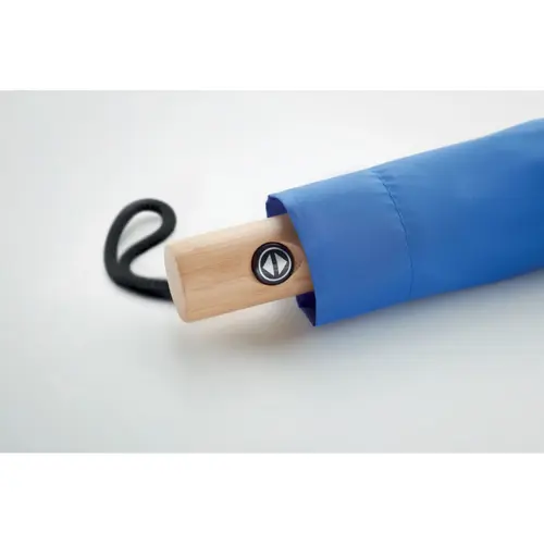 Ombrello pieghevole in RPET con manico in bambù e custodia coordinata da 23'