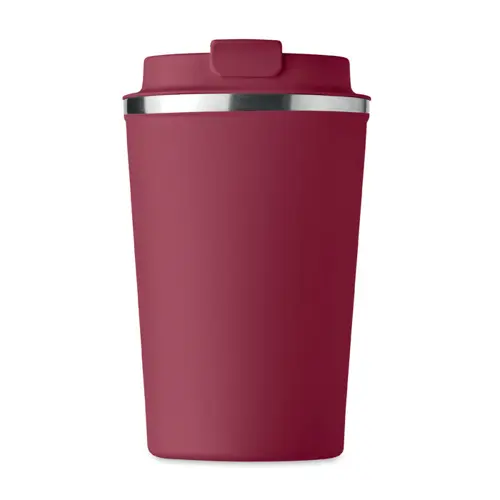 Bicchiere termico a doppio strato in acciaio inox con coperchio antigoccia in plastica 350ml