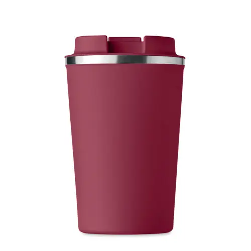 Bicchiere termico a doppio strato in acciaio inox con coperchio antigoccia in plastica 350ml