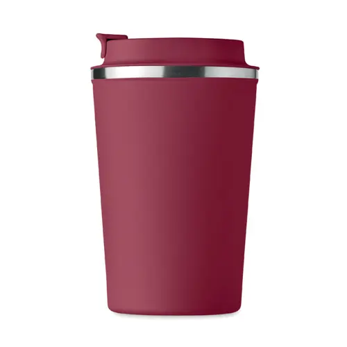 Bicchiere termico a doppio strato in acciaio inox con coperchio antigoccia in plastica 350ml