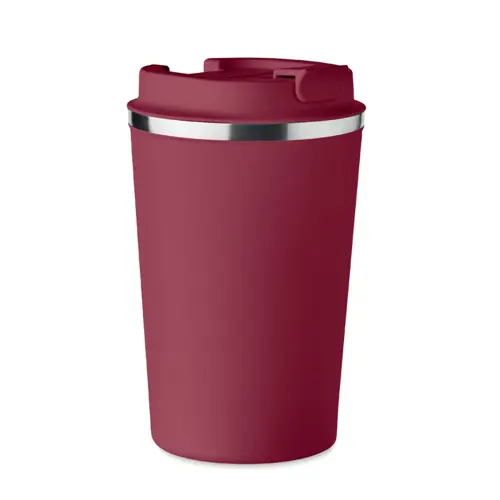 Bicchiere termico a doppio strato in acciaio inox con coperchio antigoccia in plastica 350ml