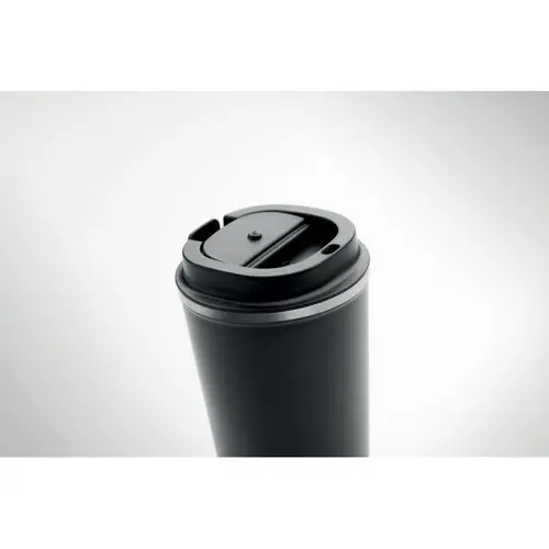 Bicchiere termico a doppio strato in acciaio inox con coperchio antigoccia in plastica 350ml