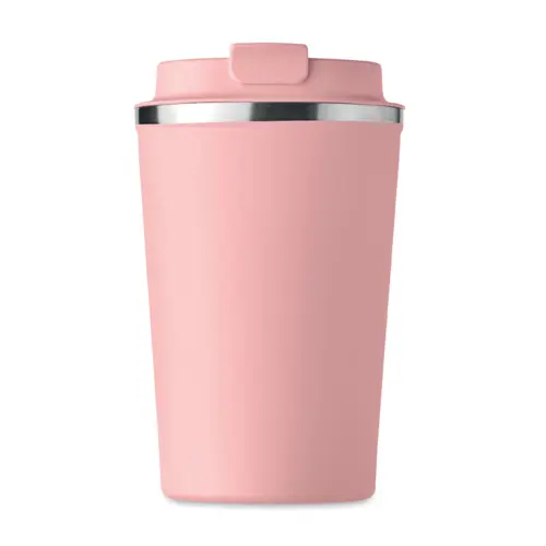 Bicchiere termico a doppio strato in acciaio inox con coperchio antigoccia in plastica 350ml