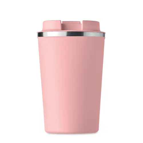 Bicchiere termico a doppio strato in acciaio inox con coperchio antigoccia in plastica 350ml