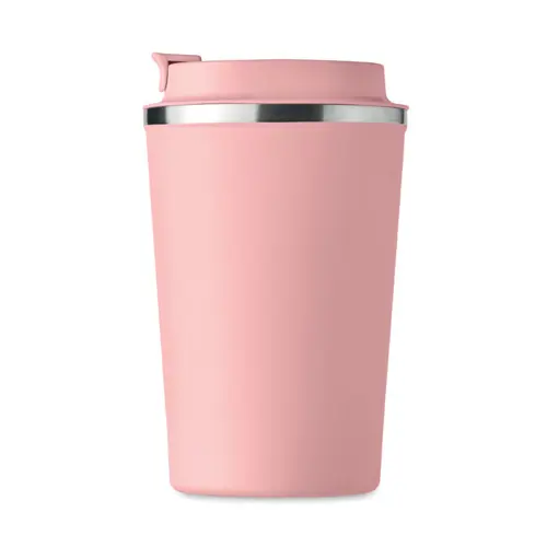 Bicchiere termico a doppio strato in acciaio inox con coperchio antigoccia in plastica 350ml