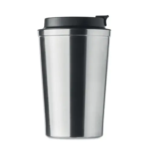 Bicchiere termico a doppio strato in acciaio inox con coperchio antigoccia in plastica 350ml