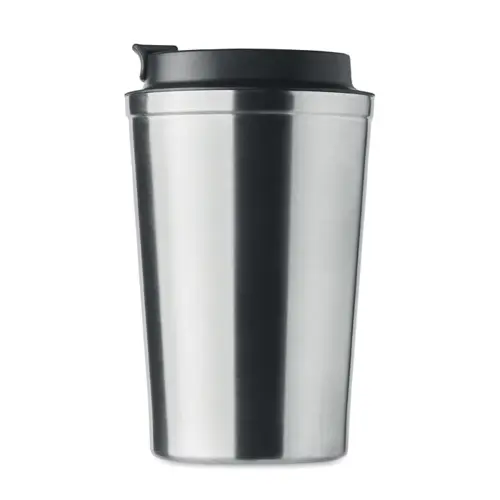 Bicchiere termico a doppio strato in acciaio inox con coperchio antigoccia in plastica 350ml