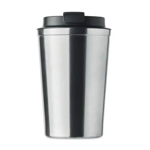 Bicchiere termico a doppio strato in acciaio inox con coperchio antigoccia in plastica 350ml