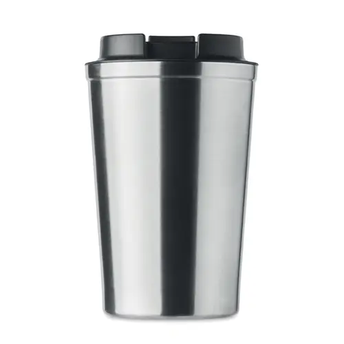 Bicchiere termico a doppio strato in acciaio inox con coperchio antigoccia in plastica 350ml