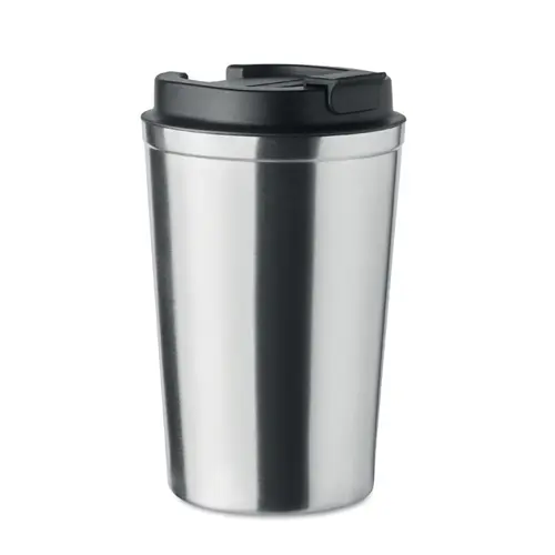 Bicchiere termico a doppio strato in acciaio inox con coperchio antigoccia in plastica 350ml
