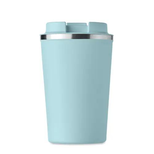 Bicchiere termico a doppio strato in acciaio inox con coperchio antigoccia in plastica 350ml