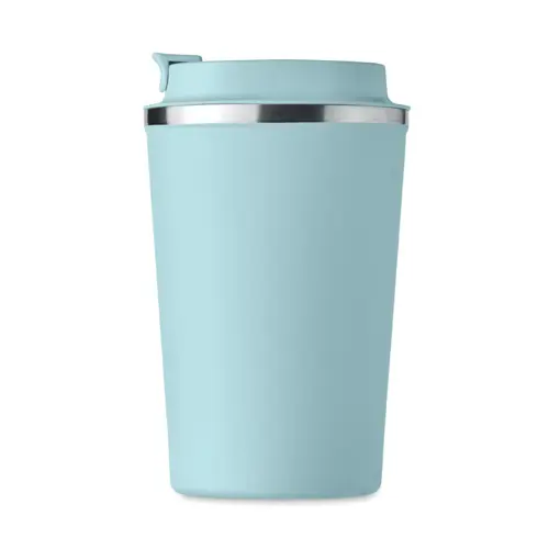 Bicchiere termico a doppio strato in acciaio inox con coperchio antigoccia in plastica 350ml