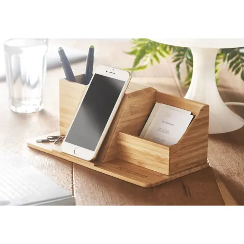 Supporto per telefono con ricarica wireless e organizer da scrivania