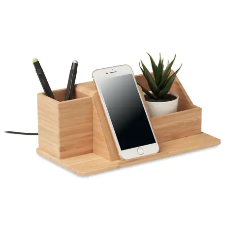 Supporto per telefono con ricarica wireless e organizer da scrivania