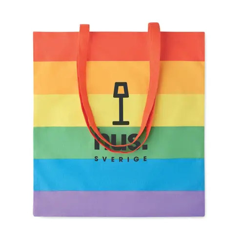 Shopper in cotone arcobaleno con manici lunghi da 200 gr 38X42cm
