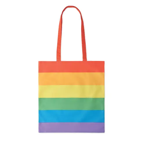 Shopper in cotone arcobaleno con manici lunghi da 200 gr 38X42cm