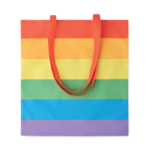 Shopper in cotone arcobaleno con manici lunghi da 200 gr 38X42cm