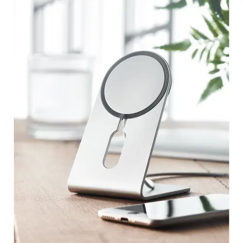 Caricatore magnetico in alluminio da scrivania da 15W