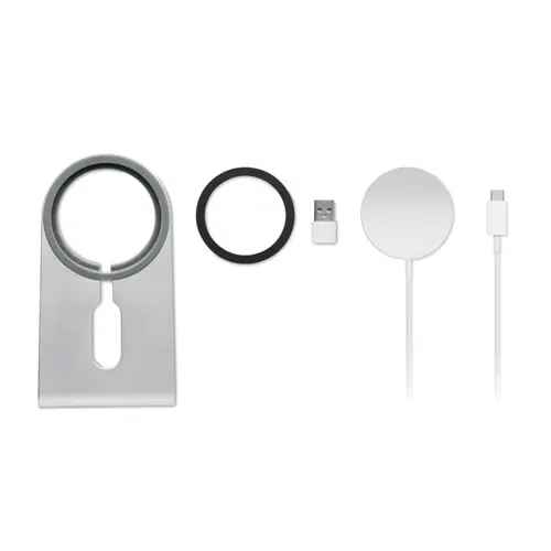 Caricatore magnetico in alluminio da scrivania da 15W