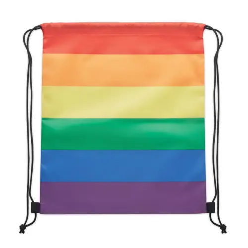 Sacca arcobaleno in RPET 210D con chiusura a coulisse 36x42cm