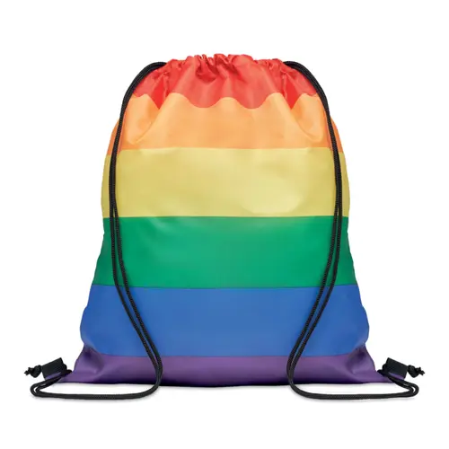 Sacca arcobaleno in RPET 210D con chiusura a coulisse 36x42cm