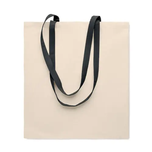 Shopper in cotone in colore naturale con manici lunghi colorati da 140gr 38X42cm