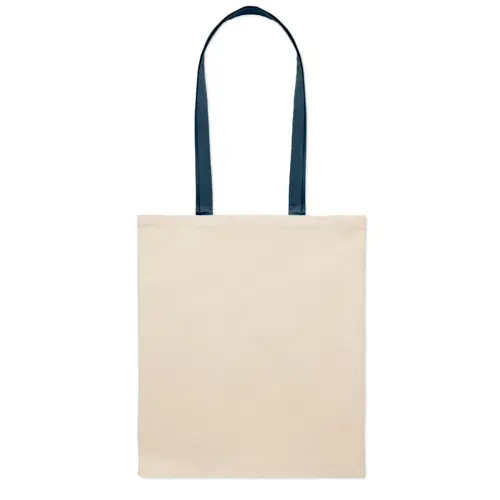 Shopper in cotone in colore naturale con manici lunghi colorati da 140gr 38X42cm