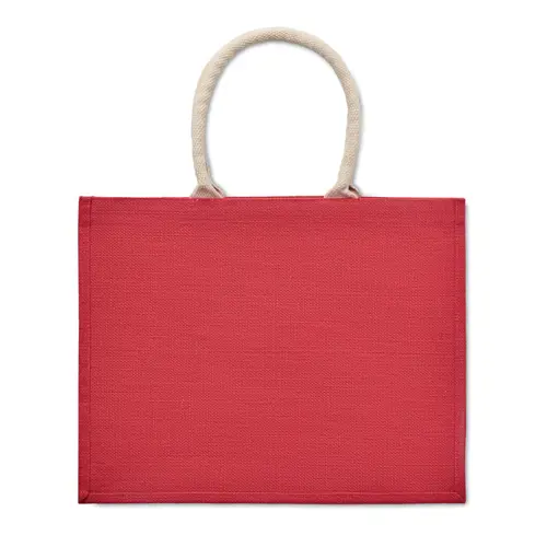 Shopper in juta laminata colorata con manici in cotone 43X20X34cm