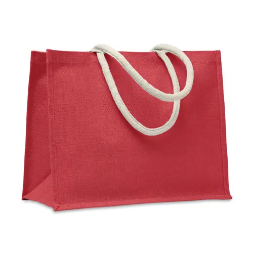 Shopper in juta laminata colorata con manici in cotone 43X20X34cm