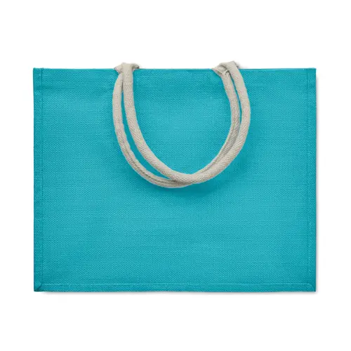 Shopper in juta laminata colorata con manici in cotone 43X20X34cm