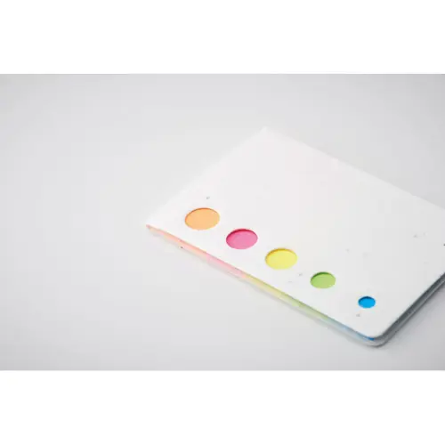 Note adesive segnapagina in 5 colori in carta copertina con semi di papavero Prodotto in Europa