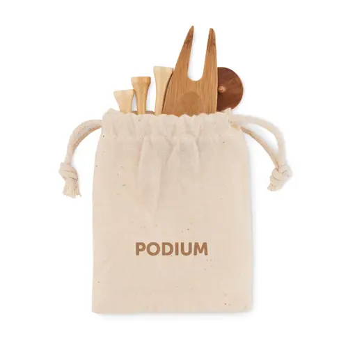 Set di accessori da golf in bambù comprende 6 tee 1 divot e 2 marcatori