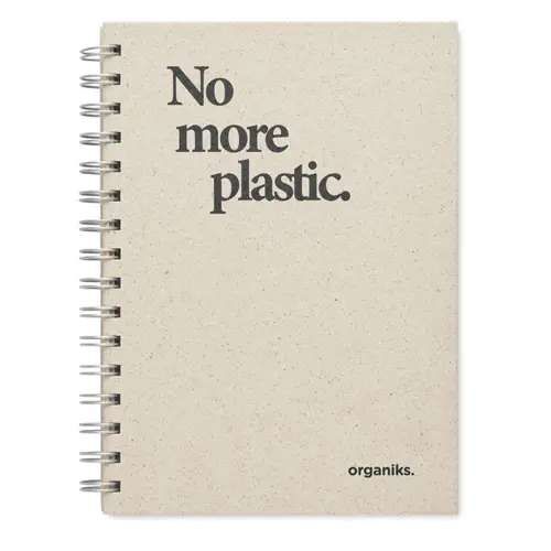 Block notes A5 con 80 fogli a righe in fibra di erba e copertina in cartone rilegatura a spirale