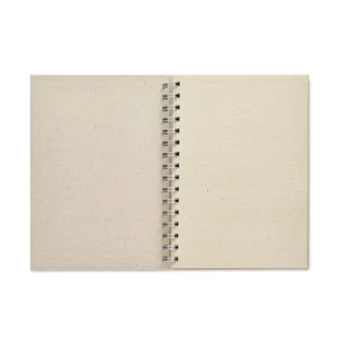 Block notes A5 con 80 fogli a righe in fibra di erba e copertina in cartone rilegatura a spirale