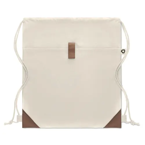 Sacca in cotone riciclato con finiture colorate e chiusura a coulisse de 220gr 38X42cm