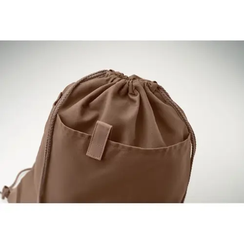 Sacca in cotone riciclato con finiture colorate e chiusura a coulisse de 220gr 38X42cm