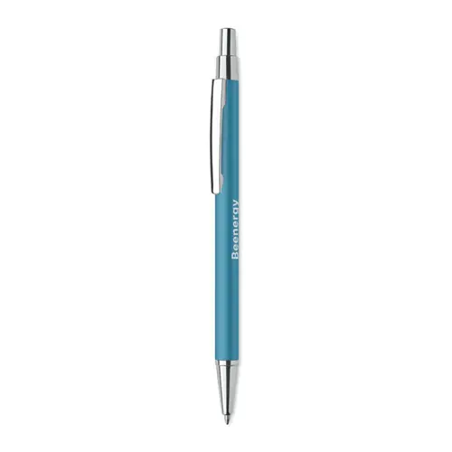Penna a sfera a pulsante in alluminio riciclato refill blu