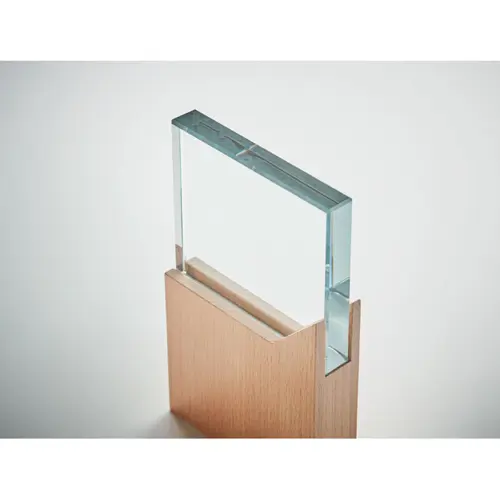 Trofeo o targa in cristallo e legno