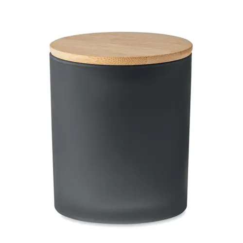 Candela di cera vegetale 280g in barattolo di vetro opaco con coperchio di bambù in scatola tubo di carta