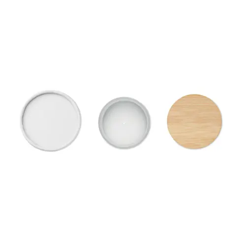 Candela di cera vegetale 280g in barattolo di vetro opaco con coperchio di bambù in scatola tubo di carta